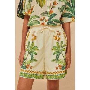 Adidas Farm Rio Premium Tropical Breeze Leaves Floral Cream Shorts XS